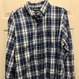 Land’s End Men’s XL/T Blue  plaid flannel